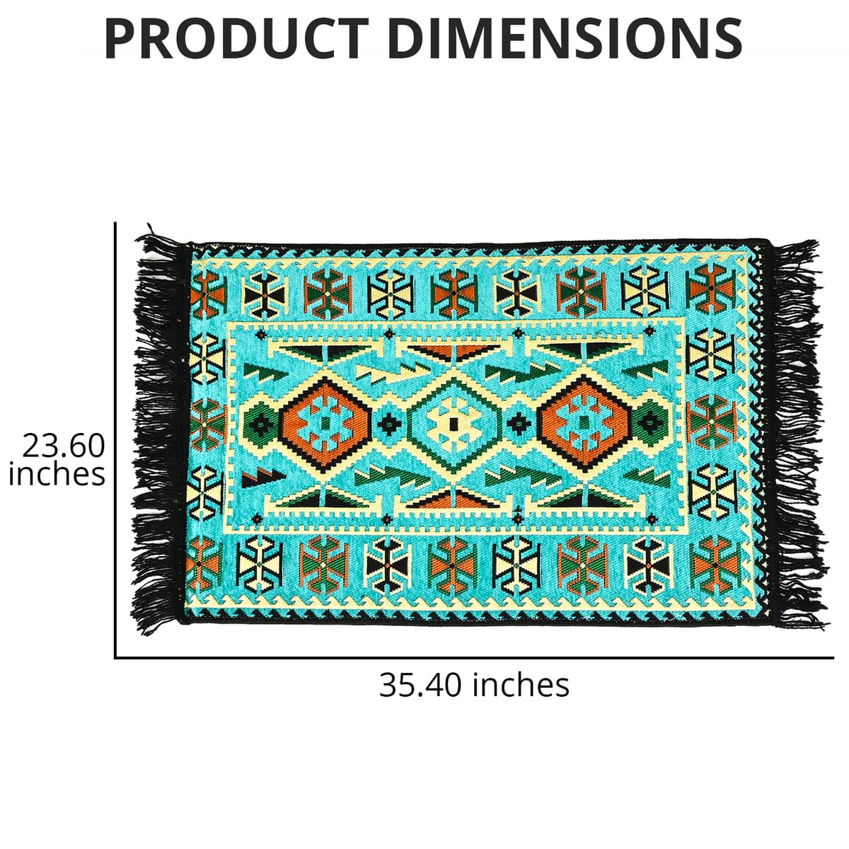 Blue Kilim Rug 30% Polyester, 30% Polypropylene, 40% Cotton image number 2