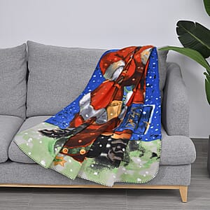 Homesmart Fleece X'mas Santa Claus Pattern Photo Print Blanket