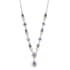 AAA Tanzanite and Natural White Zircon Station Necklace 18 Inches in Vermeil Yellow Gold and Platinum Over Sterling Silver 10.70 Grams 2.80 ctw image number 0