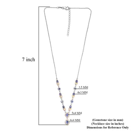 AAA Tanzanite and Natural White Zircon Station Necklace 18 Inches in Vermeil Yellow Gold and Platinum Over Sterling Silver 10.70 Grams 2.80 ctw image number 5