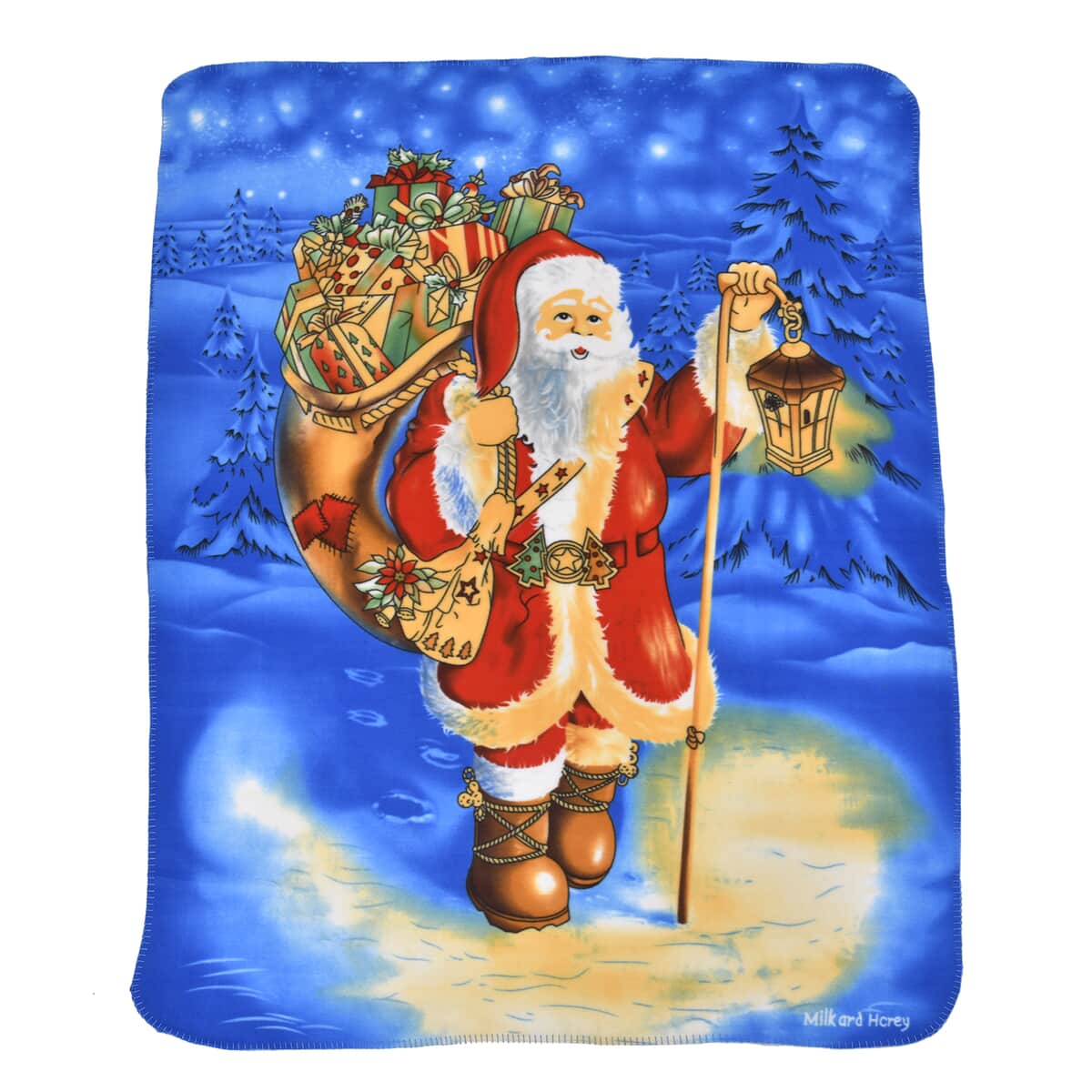 Multi Color Santa Claus and Reindeer Microfiber Fleece Blanket/Throw (68x52 in) image number 0