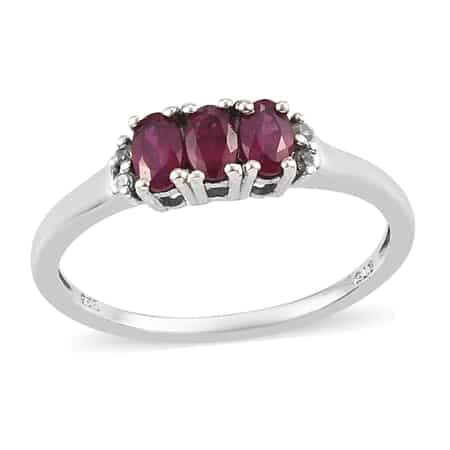Niassa Ruby and Zircon Ruby Ring in Platinum Over Sterling Silver (Size 10.0) 2.10 ctw image number 0