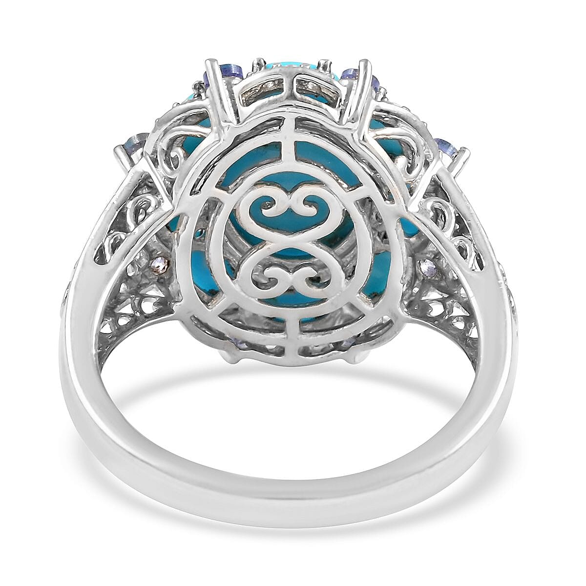 Sleeping Beauty Turquoise and Multi Gemstone Ring in Platinum Over Sterling Silver (Size 9.0) 6.85 ctw image number 4