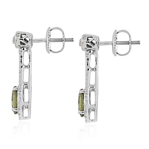 Iliana 18K White Gold AAA Ambanja Demantoid Garnet and G-H SI Diamond Dangle Earrings 2.35 ctw