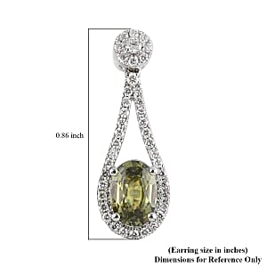 Iliana 18K White Gold AAA Ambanja Demantoid Garnet and G-H SI Diamond Dangle Earrings 2.35 ctw