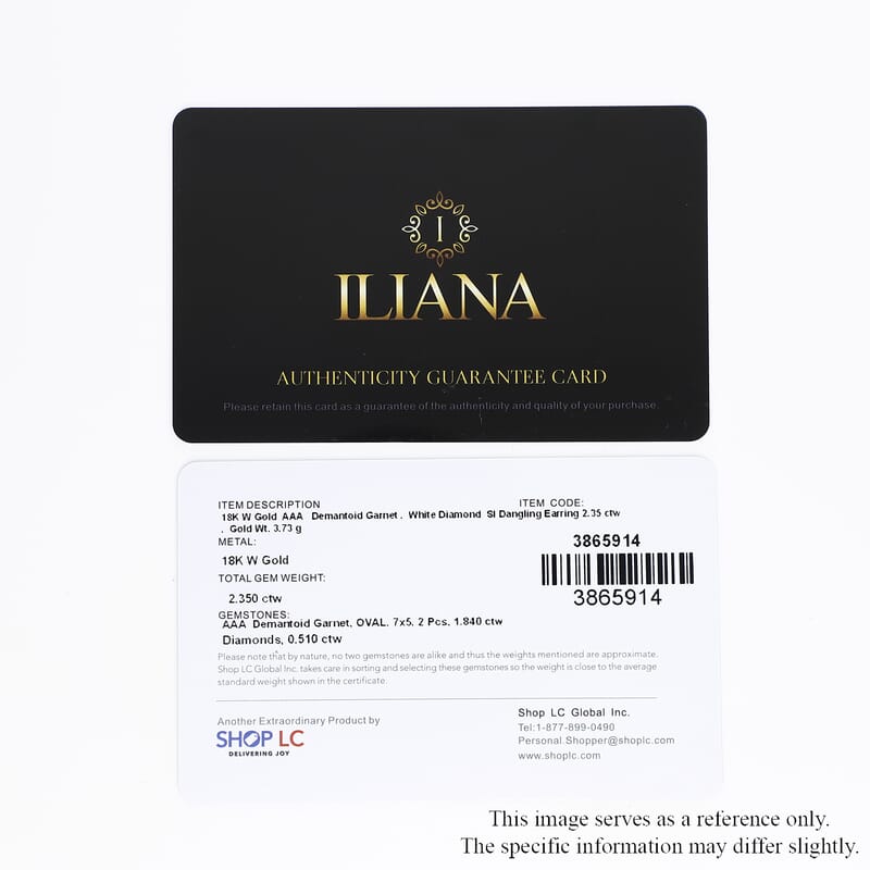 Iliana 18K White Gold AAA Ambanja Demantoid Garnet and G-H SI Diamond Dangle Earrings 2.35 ctw