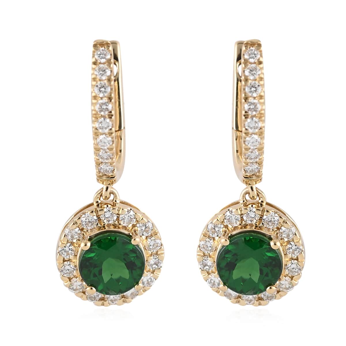 Appraised Iliana 18K Yellow Gold AAA Tsavorite Garnet and G-H SI Diamond Earrings 1.40 ctw image number 0