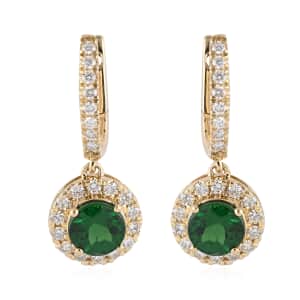 Appraised Iliana 18K Yellow Gold AAA Tsavorite Garnet and G-H SI Diamond Earrings 1.40 ctw