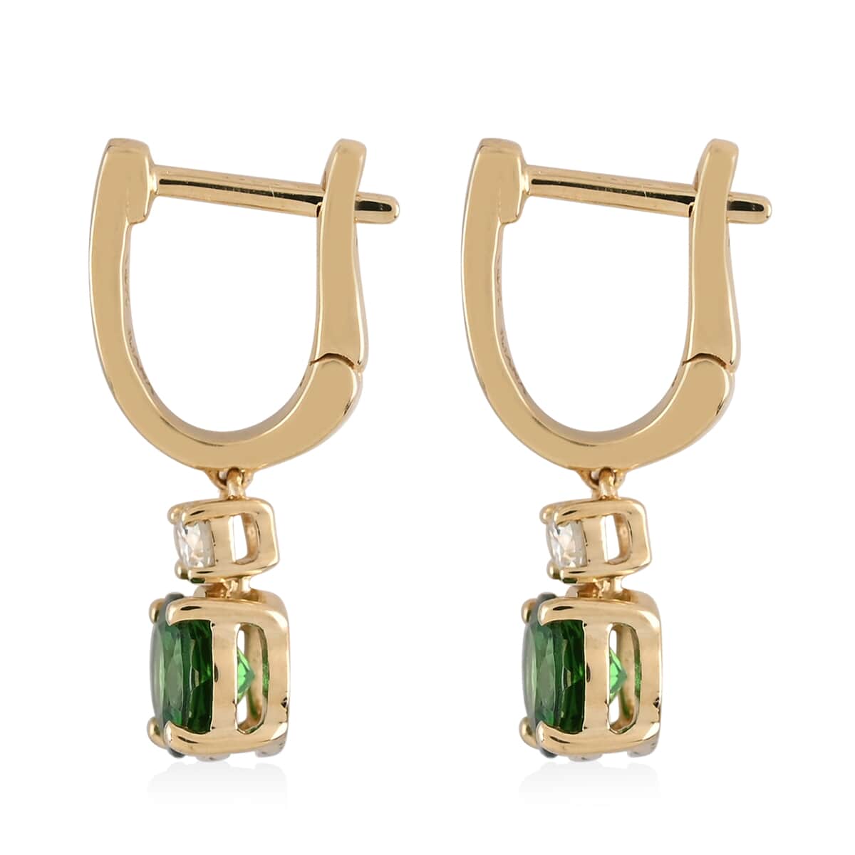 Iliana 18K Yellow Gold AAA Tsavorite Garnet and G-H SI Diamond Hoop Earrings 1.15 ctw image number 2