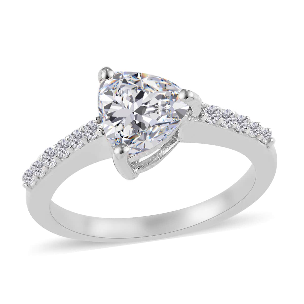 Moissanite Ring in Platinum Over Sterling Silver 1.25 ctw image number 0