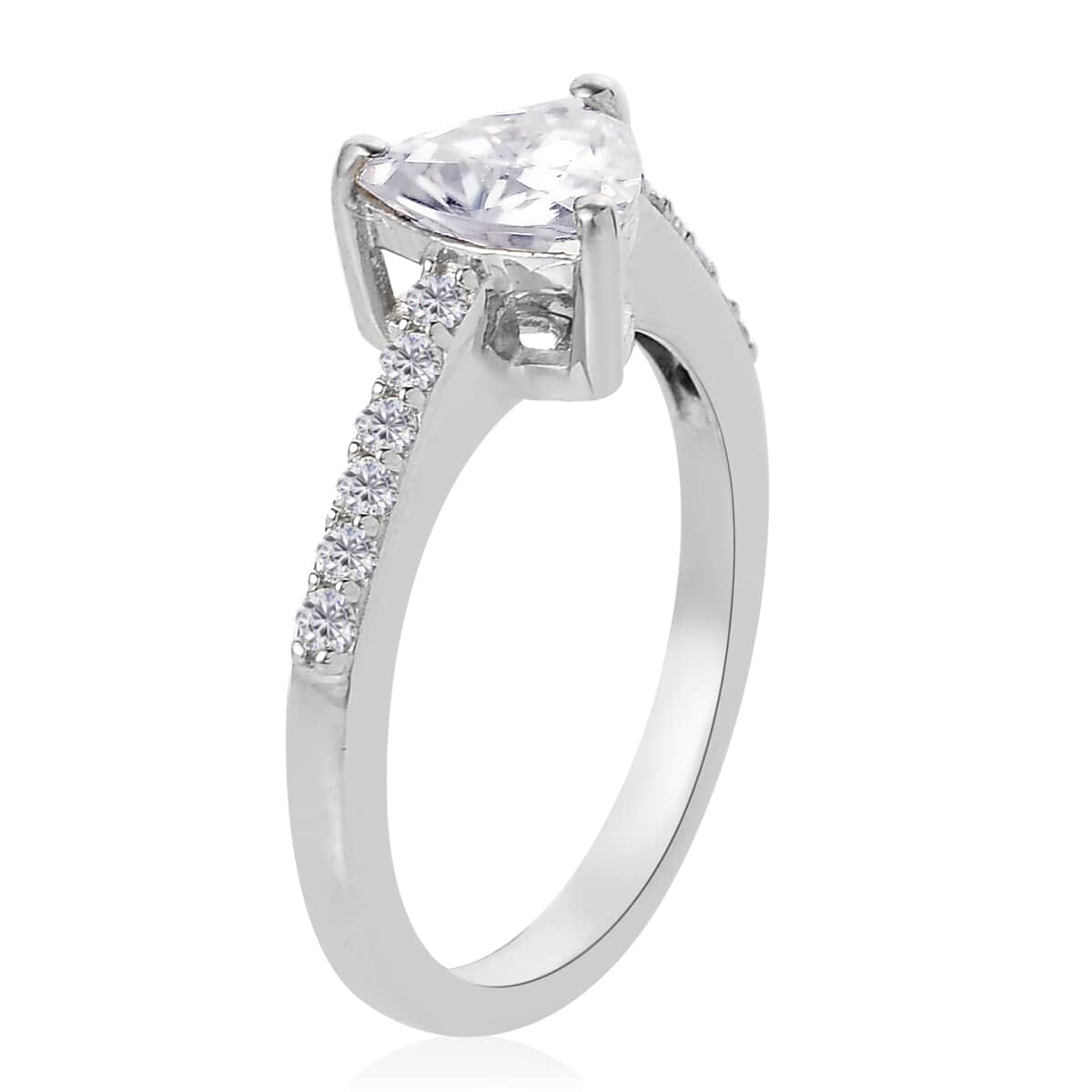 Moissanite Ring in Platinum Over Sterling Silver 1.25 ctw image number 3