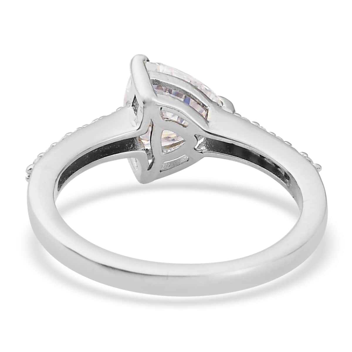 Moissanite Ring in Platinum Over Sterling Silver 1.25 ctw image number 4