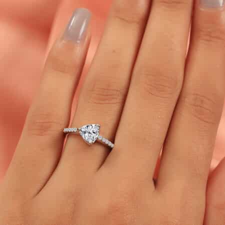 Moissanite Ring in Platinum Over Sterling Silver (Size 9.0) 1.25 ctw image number 2