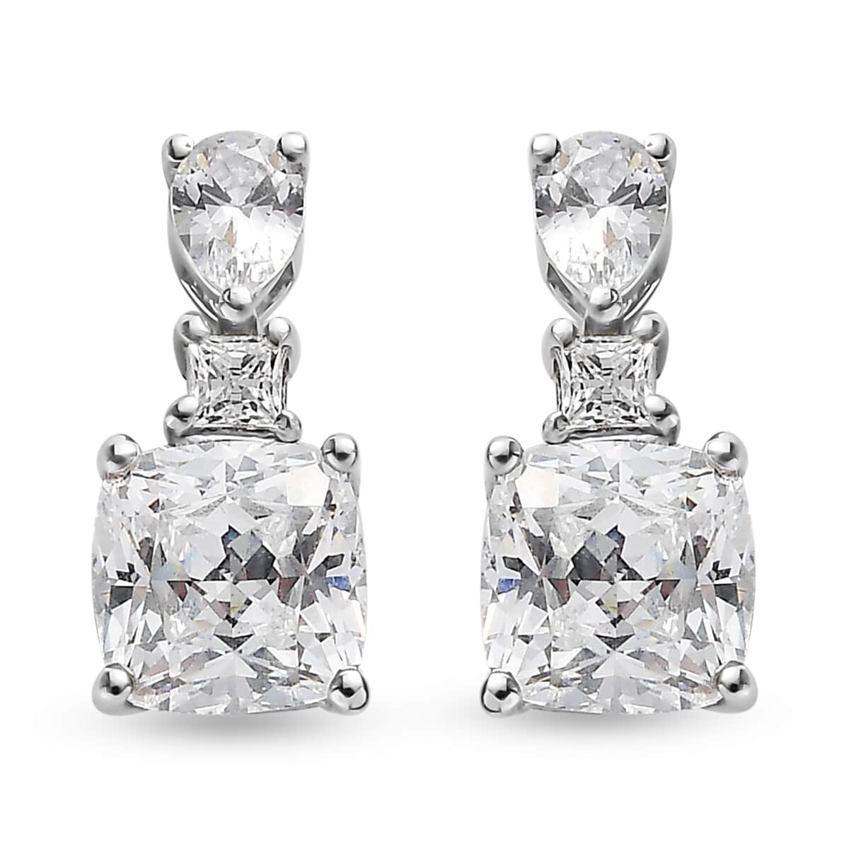 Lustro Stella Made with Finest CZ Earrings in Platinum Over Sterling Silver 4.75 ctw image number 0