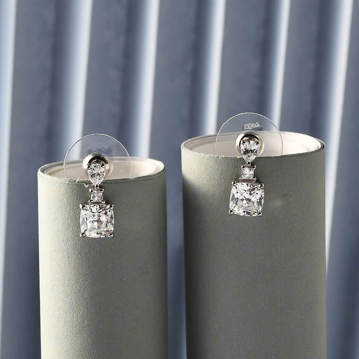 Lustro Stella Made with Finest CZ Earrings in Platinum Over Sterling Silver 4.75 ctw image number 1