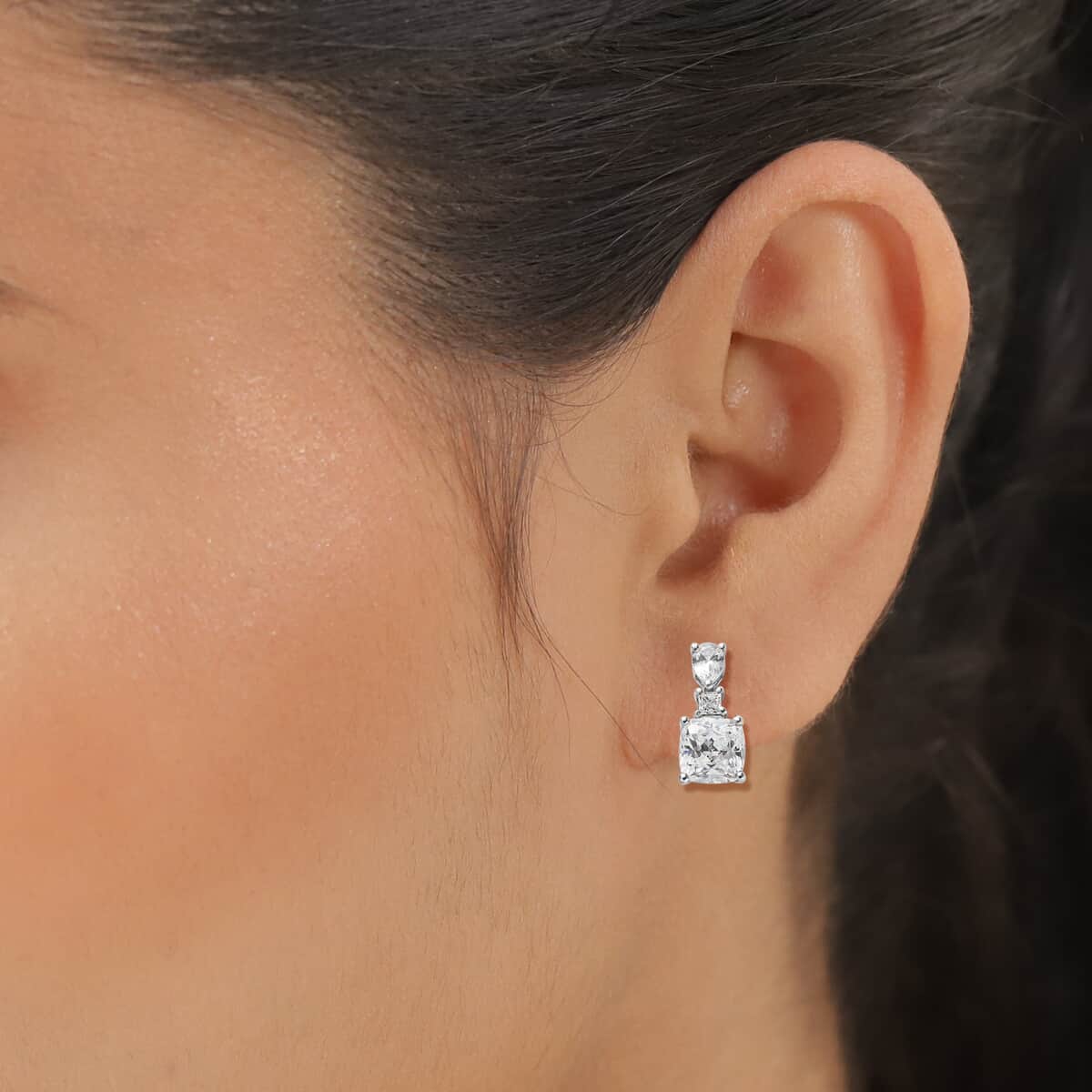 Lustro Stella Made with Finest CZ Earrings in Platinum Over Sterling Silver 4.75 ctw image number 2