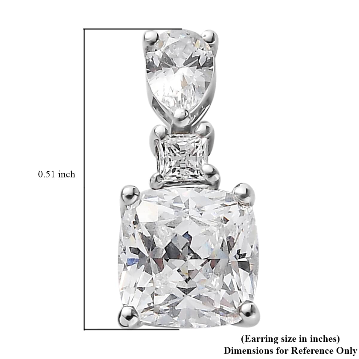 Lustro Stella Made with Finest CZ Earrings in Platinum Over Sterling Silver 4.75 ctw image number 4