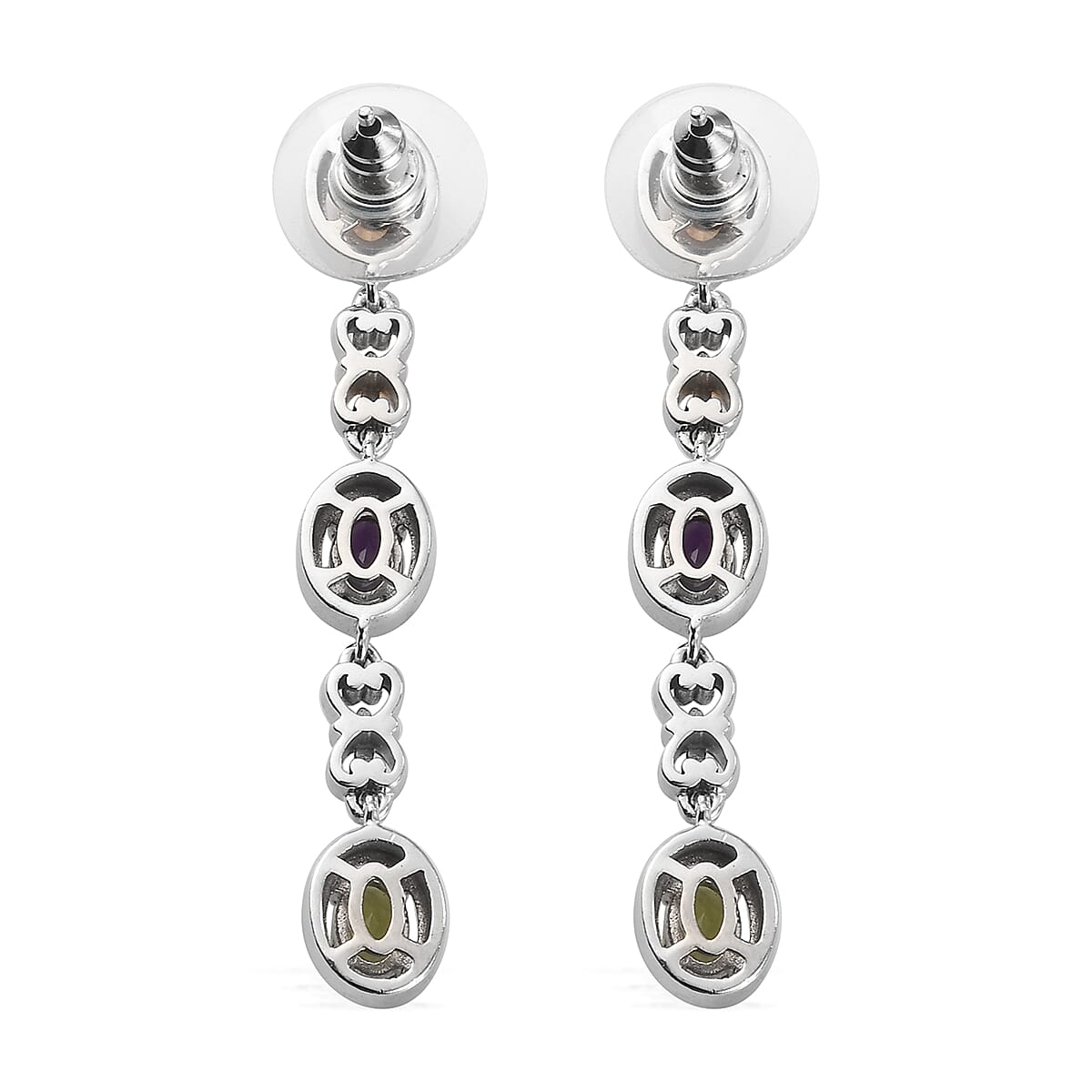 Karis Multi Gemstone Dangle Earrings in Yellow Rhodium and Platinum Bond 2.65 ctw