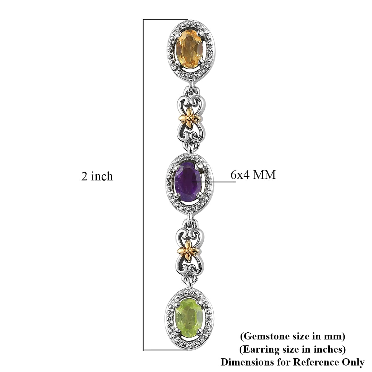 Karis Multi Gemstone Dangle Earrings in Yellow Rhodium and Platinum Bond 2.65 ctw