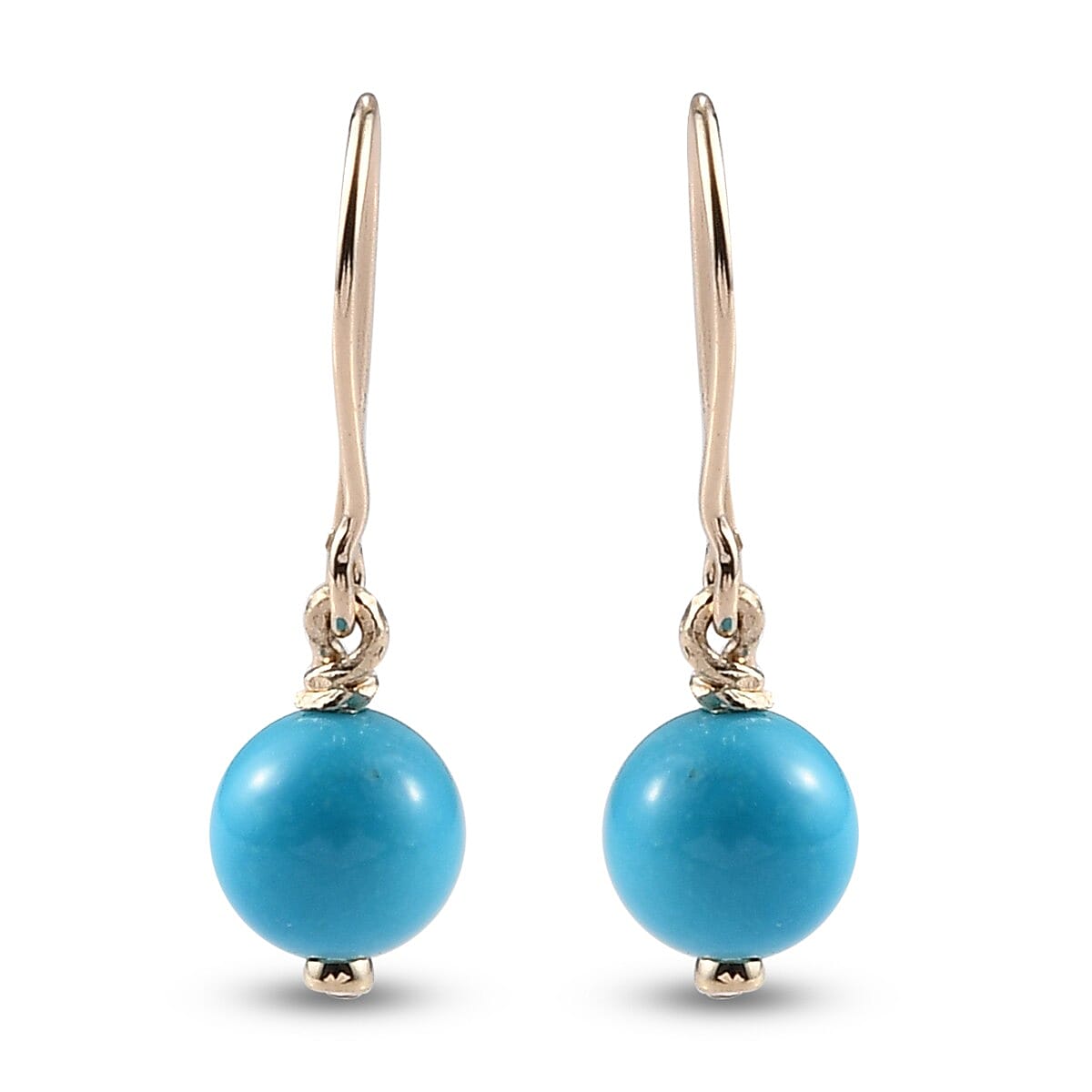 Luxoro 10K Yellow Gold AAA AMERICAN Natural Sleeping Beauty Turquoise and Zircon Dangle Earrings 3.50 ctw