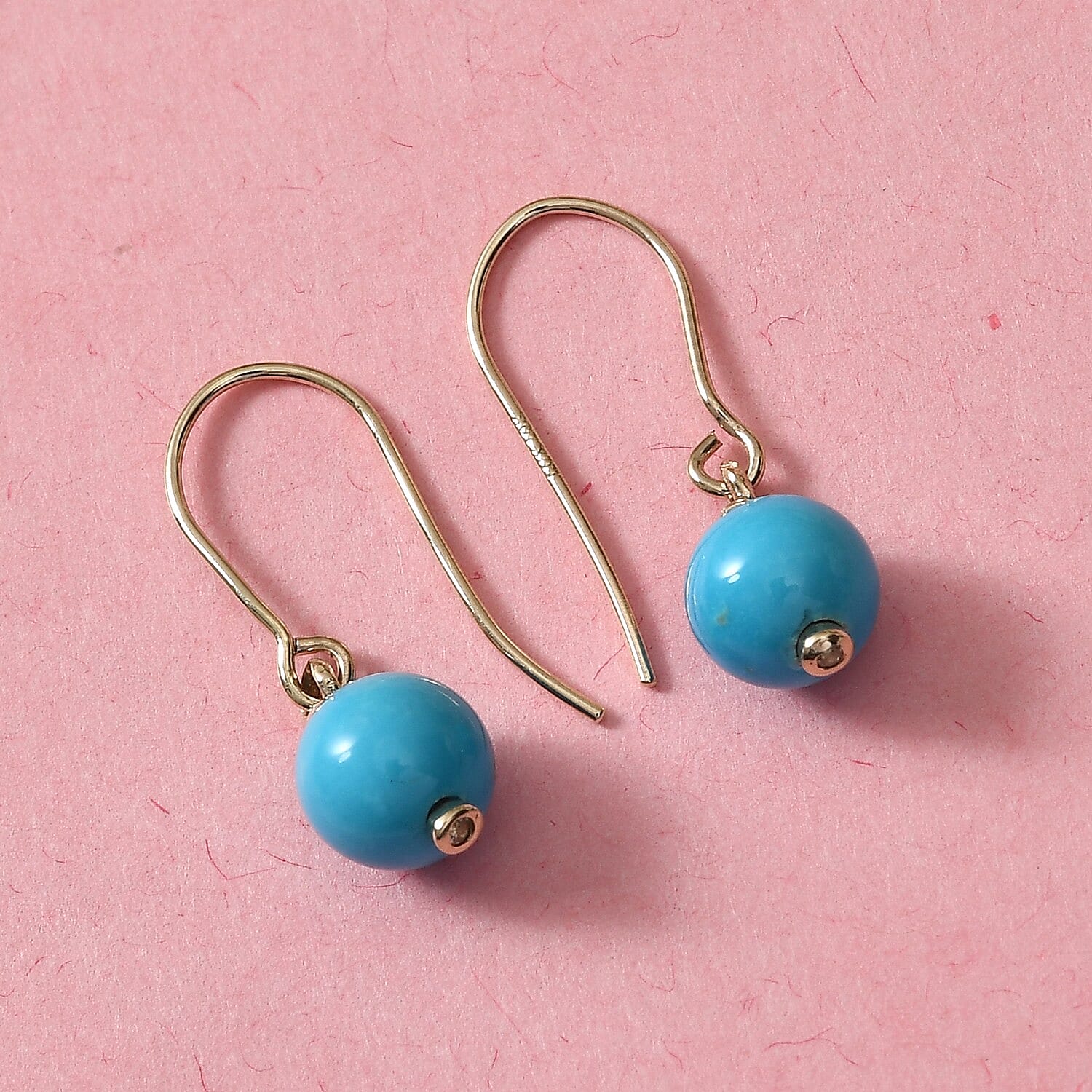 Luxoro 10K Yellow Gold AAA AMERICAN Natural Sleeping Beauty Turquoise and Zircon Dangle Earrings 3.50 ctw