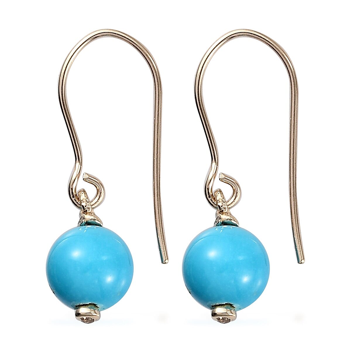 Luxoro 10K Yellow Gold AAA AMERICAN Natural Sleeping Beauty Turquoise and Zircon Dangle Earrings 3.50 ctw