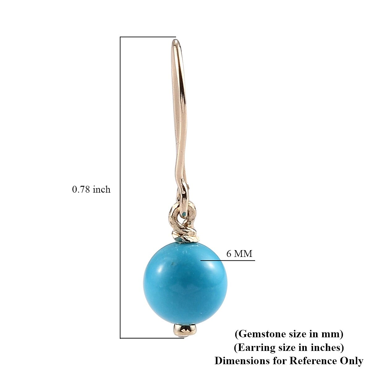 Luxoro 10K Yellow Gold AAA AMERICAN Natural Sleeping Beauty Turquoise and Zircon Dangle Earrings 3.50 ctw
