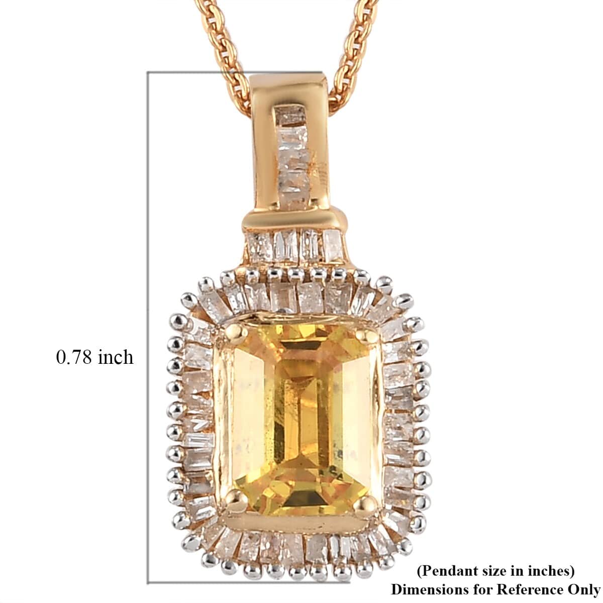 Premium Yellow Sapphire and Diamond Halo Pendant Necklace 20 Inches in Vermeil Yellow Gold Over Sterling Silver 1.50 ctw image number 4
