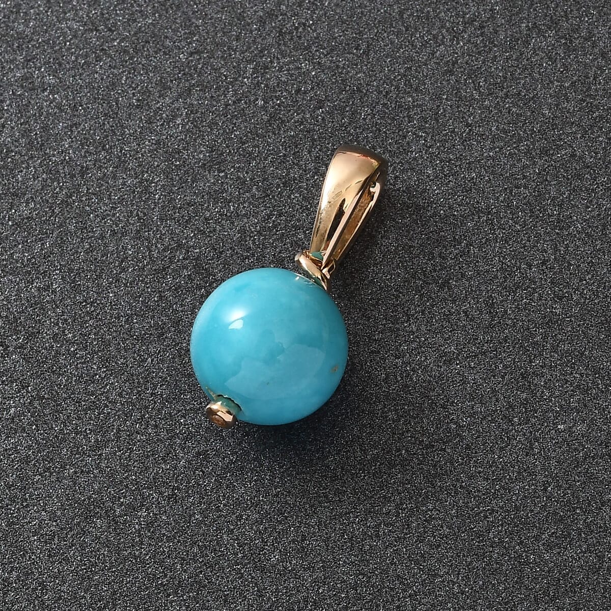 Luxoro 10K Yellow Gold AAA AMERICAN Natural Sleeping Beauty Turquoise and Zircon Pendant without Chain 3.75 ctw image number 1