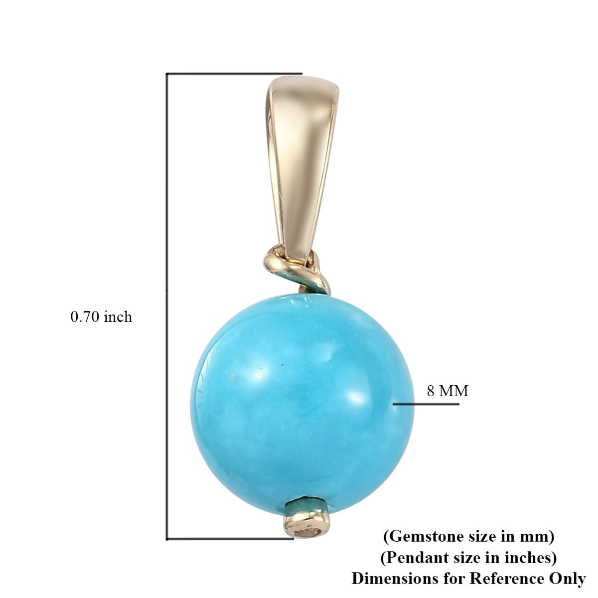 Luxoro 10K Yellow Gold AAA AMERICAN Natural Sleeping Beauty Turquoise and Zircon Pendant without Chain 3.75 ctw image number 4