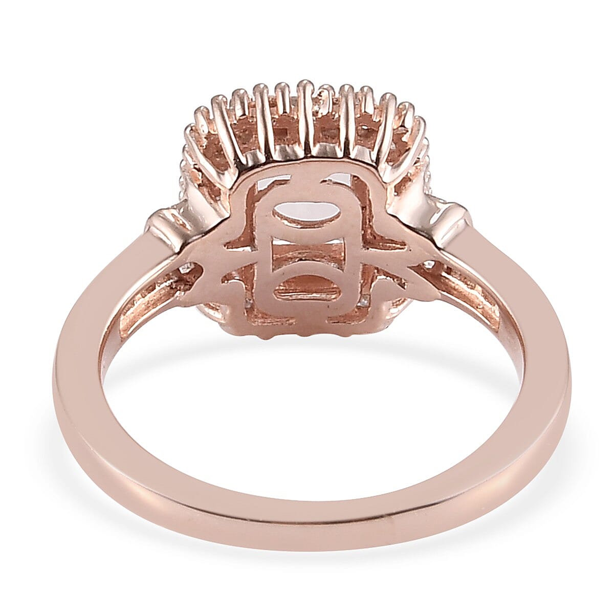 Premium Marropino Morganite and Diamond Halo Ring in Vermeil Rose Gold Over Sterling Silver (Size 6.0) 1.15 ctw