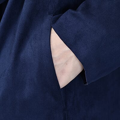 Passage Navy Blue Faux Suede Long Waterfall Open Front Jacket For Ladies -XL , Jacket for Women , Long Coat Jacket for Women , Womens Coats