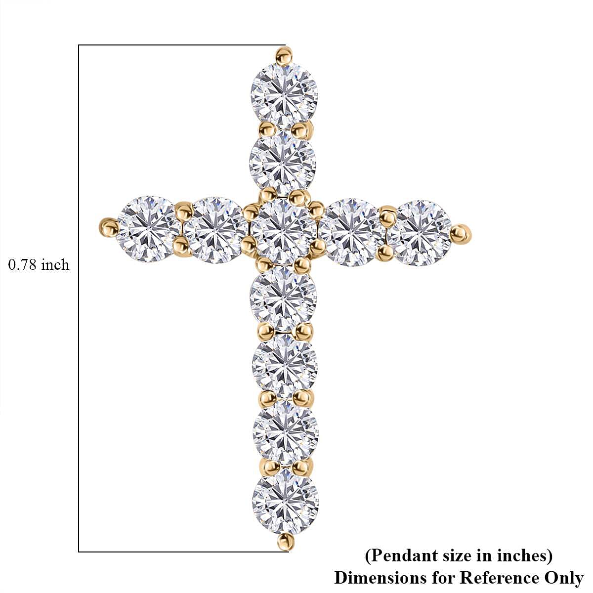 Luxoro 10K Yellow Gold Moissanite Cross Pendant 0.65