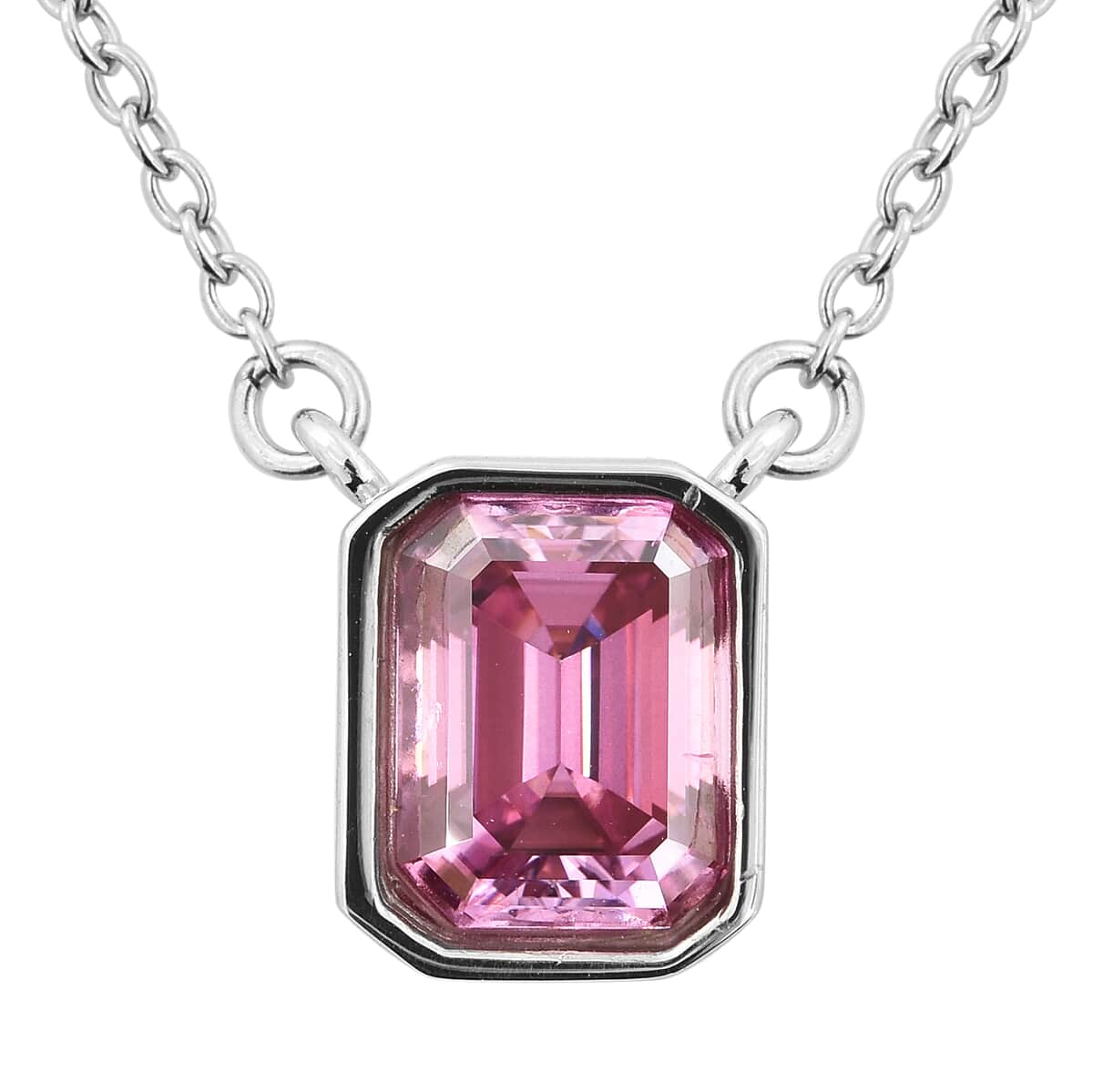 Pink Moissanite Necklace 18 Inches in Rhodium Over Sterling Silver 2.50 ctw image number 0