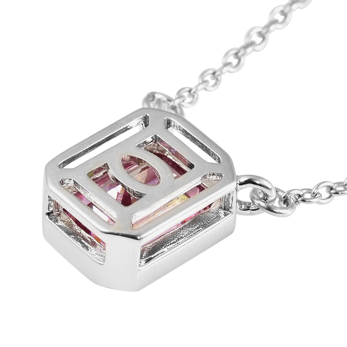 Pink Moissanite Necklace 18 Inches in Rhodium Over Sterling Silver 2.50 ctw image number 4