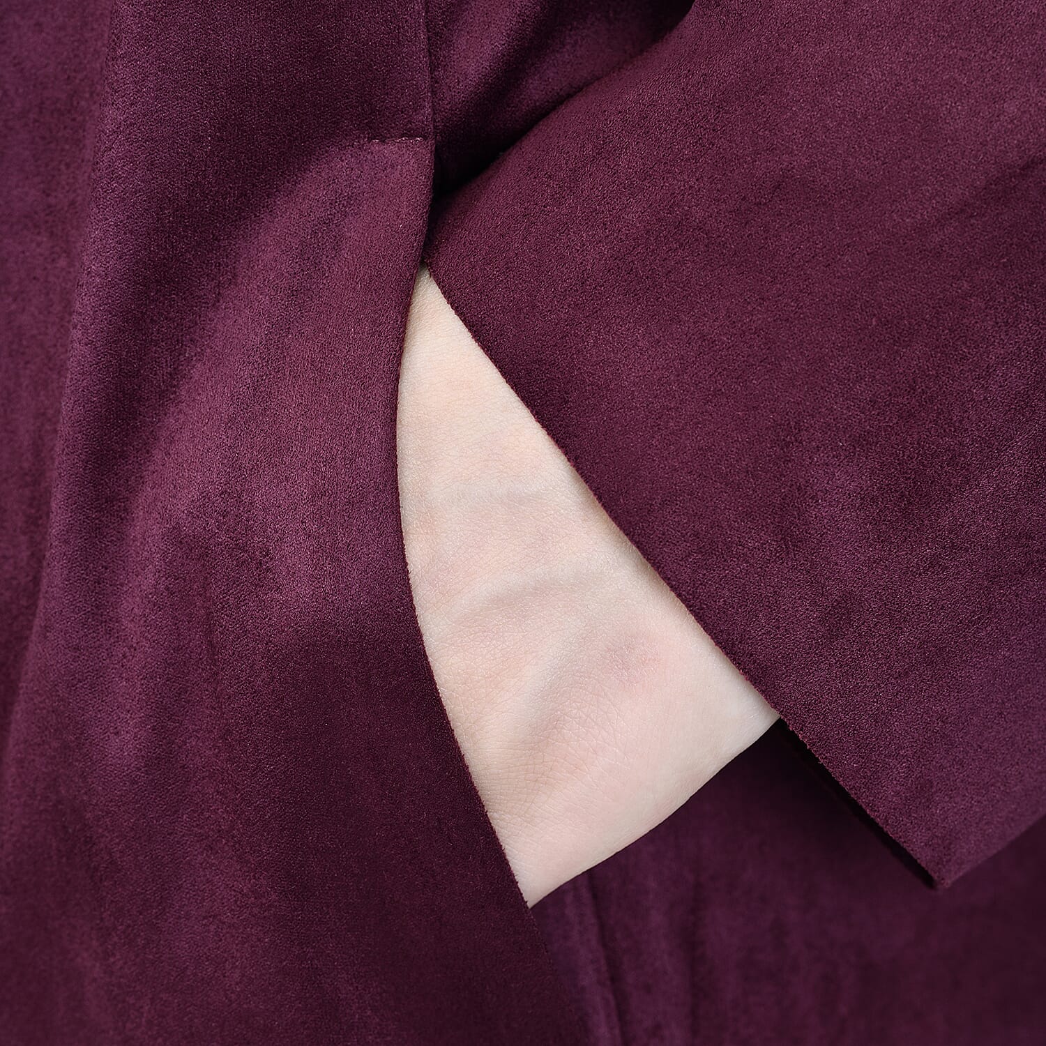 Passage Wine Faux Suede Long Waterfall Open Front Jacket For Ladies -XL , Jacket for Women , Long Coat Jacket for Women , Womens Coats