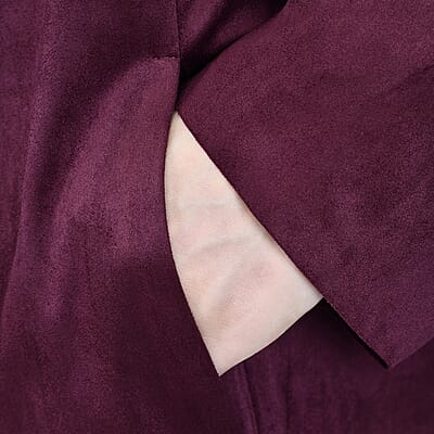 Passage Wine Faux Suede Long Waterfall Open Front Jacket For Ladies -XL , Jacket for Women , Long Coat Jacket for Women , Womens Coats