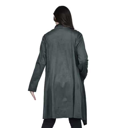 Passage Sage Faux Suede Long Waterfall Open Front Jacket For Ladies -M, Jacket for Women, Long Coat Jacket for Women, Womens Coats image number 1