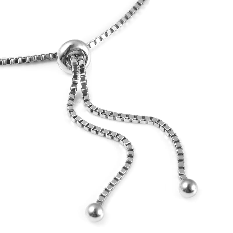 Pink Moissanite and Moissanite 2.00 ctw Bolo Bracelet in Rhodium Over Sterling Silver