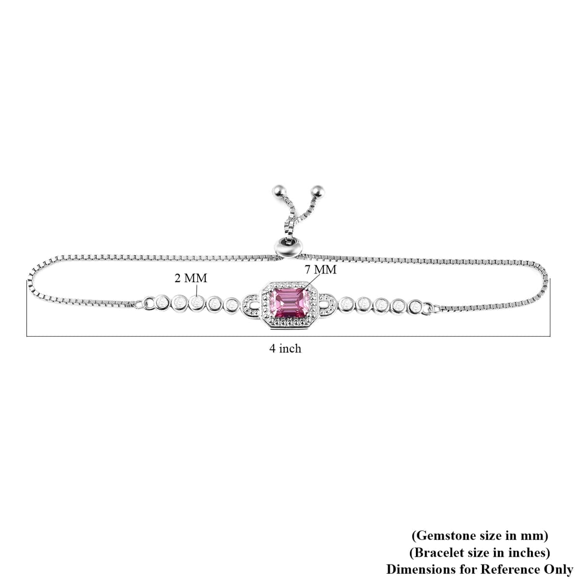 Pink Moissanite and Moissanite Bolo Bracelet in Rhodium Over Sterling Silver 2.00 ctw image number 5