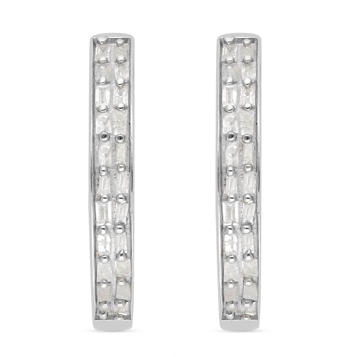 Natural Diamond Hoop Earrings in Platinum Over Sterling Silver 0.50 ctw image number 0