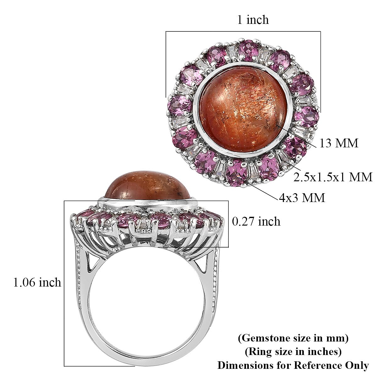 Korevora Sunstone and Multi Gemstone Flower Ring in Platinum Over Sterling Silver (Size 7.0) 11.25 ctw image number 5