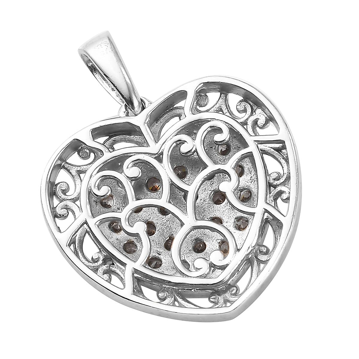 Karis Simulated Diamond Heart Pendant in Platinum Bond