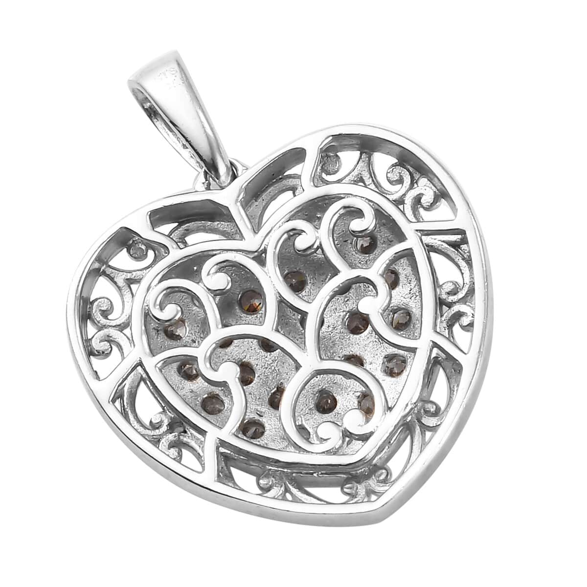 Karis Simulated Diamond Heart Pendant in Platinum Bond image number 3