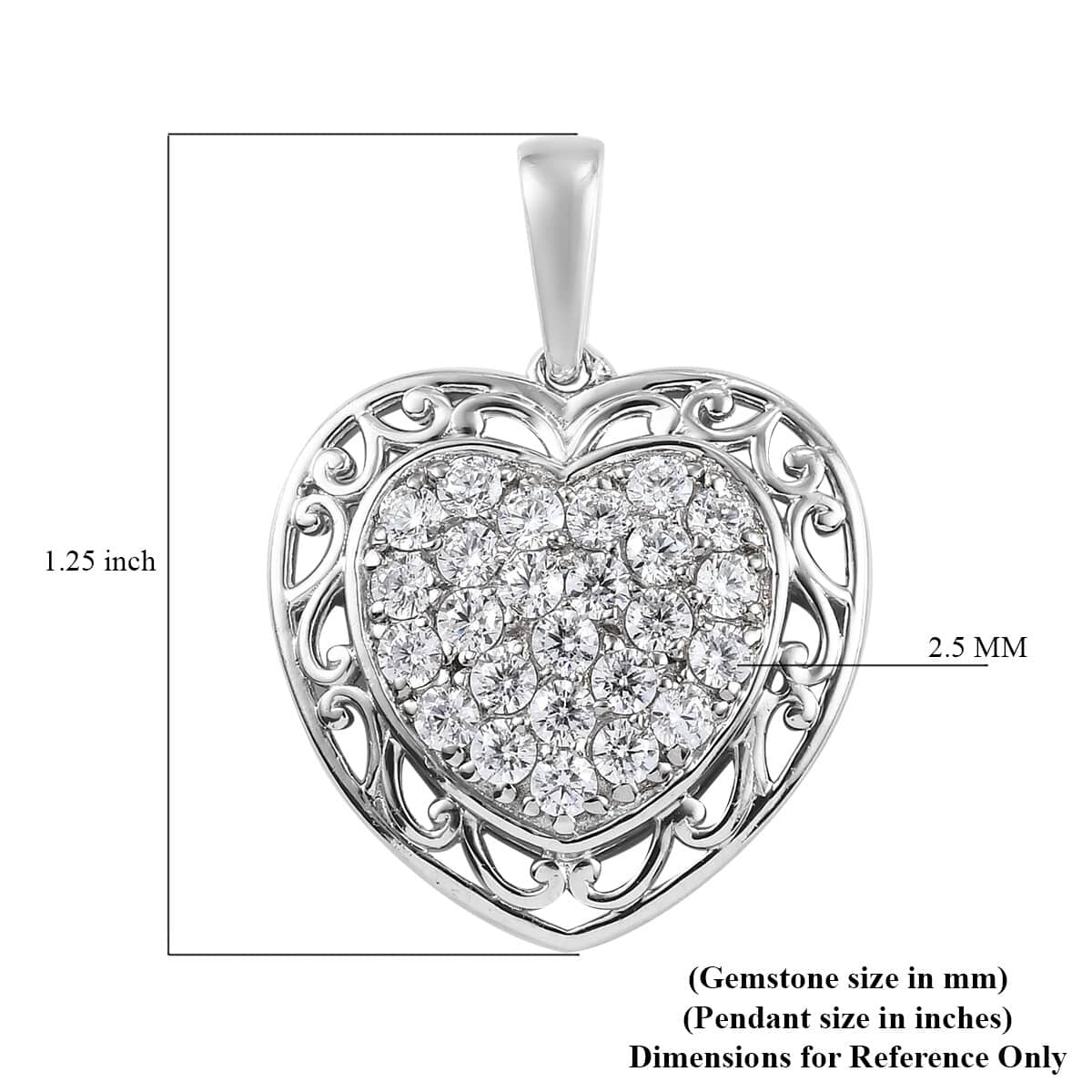 Karis Simulated Diamond Heart Pendant in Platinum Bond image number 4