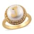 KARIS Freshwater Pearl 12 mm and Simulated Diamond Initial J Ring in 18K YG Plated (Size 9.0) image number 0