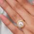 KARIS Freshwater Pearl 12 mm and Simulated Diamond Initial J Ring in 18K YG Plated (Size 9.0) image number 2