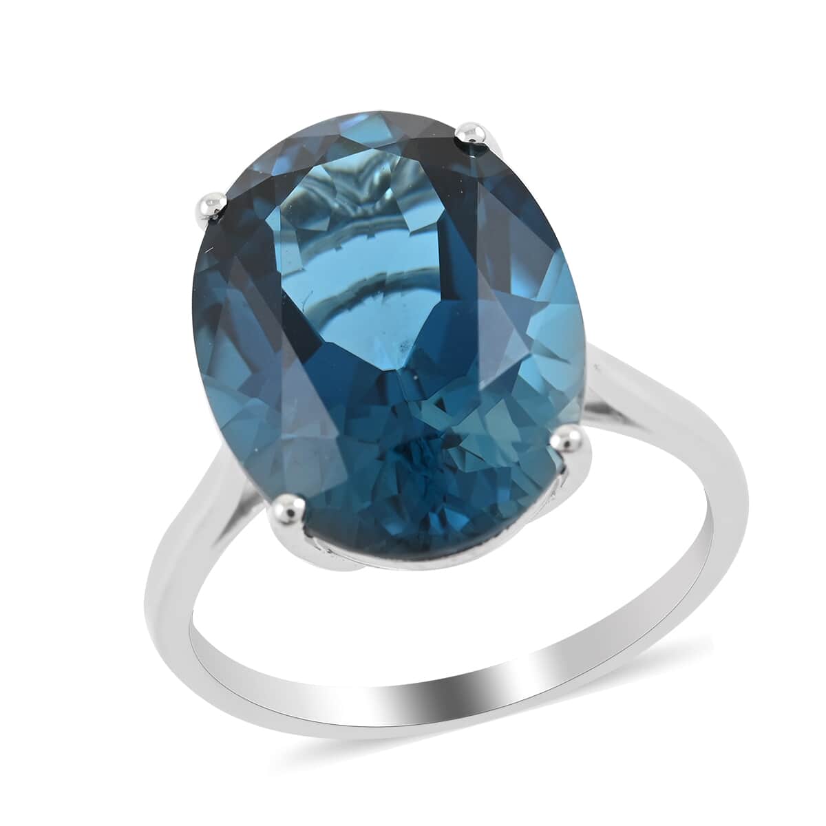 Luxoro 10K White Gold AAA London Blue Topaz Solitaire Ring (Size 9.0) 2.60 Grams 11.00 ctw image number 0