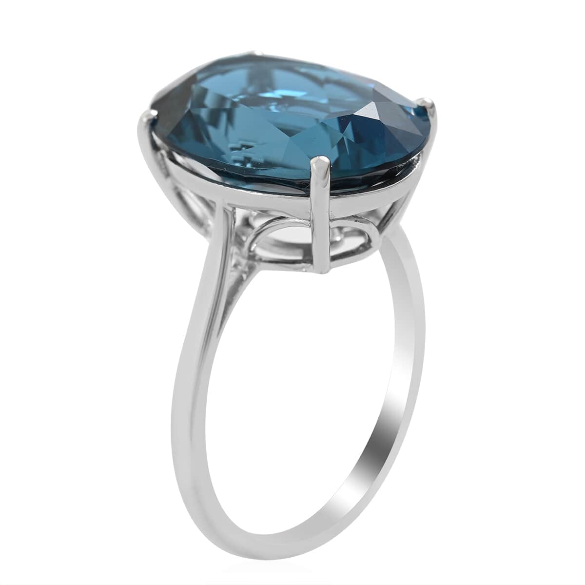 Luxoro 10K White Gold AAA London Blue Topaz Solitaire Ring (Size 9.0) 2.60 Grams 11.00 ctw image number 2