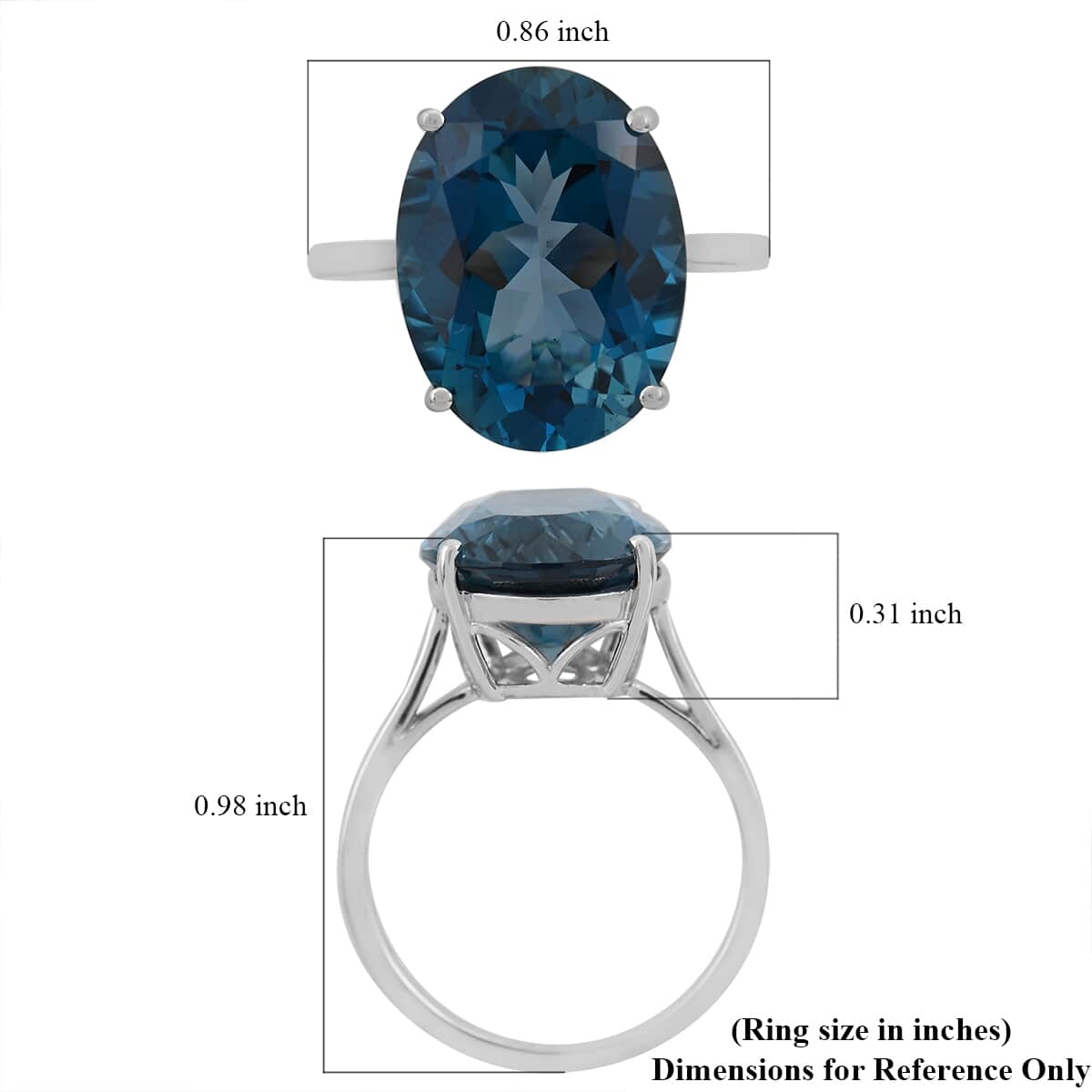 Luxoro 10K White Gold AAA London Blue Topaz Solitaire Ring (Size 9.0) 2.60 Grams 11.00 ctw image number 4
